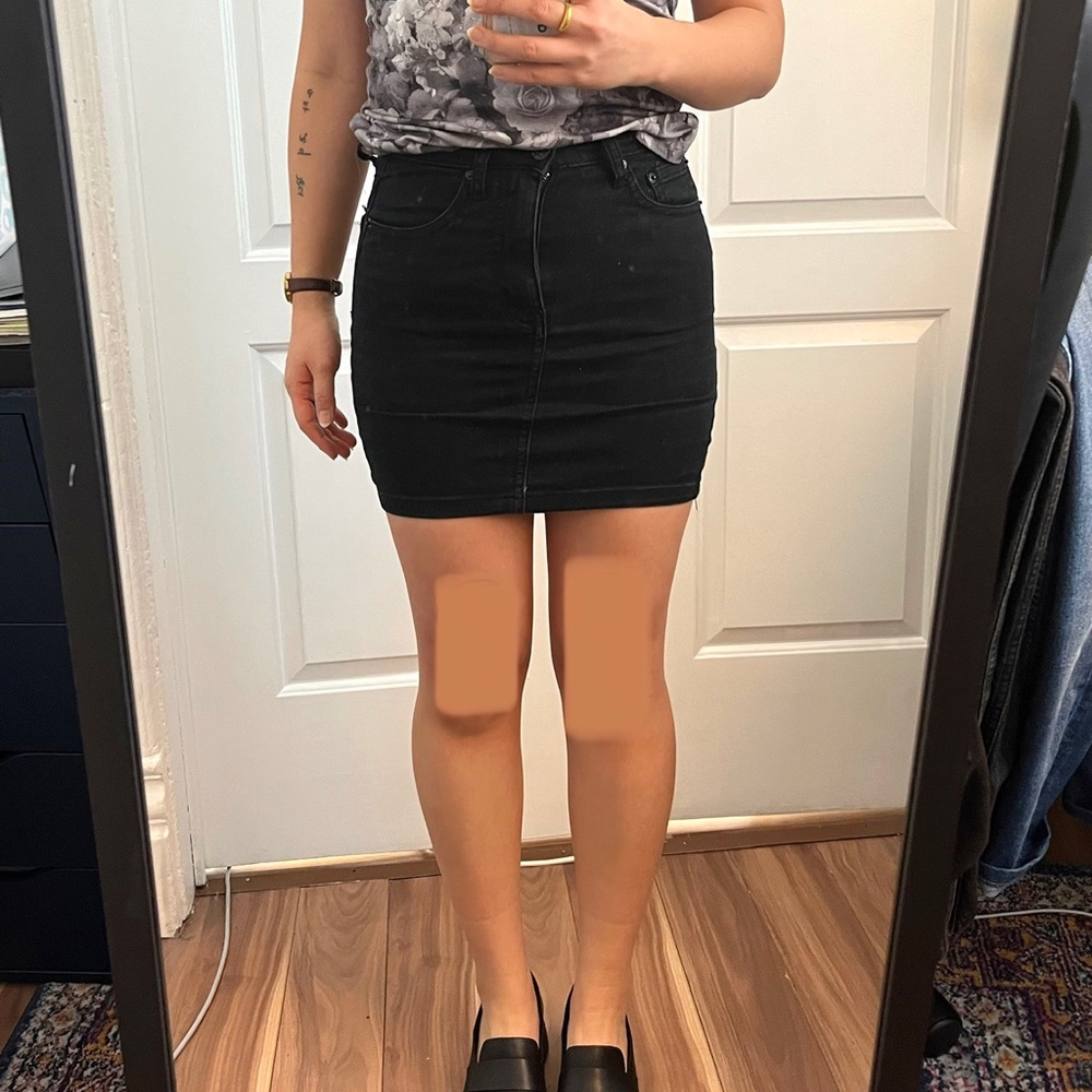 Black denim skirt